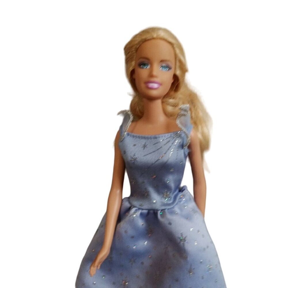 Mattel Barbie Doll 1999 Blue Star Glitter Dress Blonde Hair Blue Eyes Indonesia